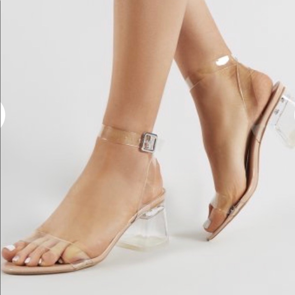 Clear block heels- Nude base